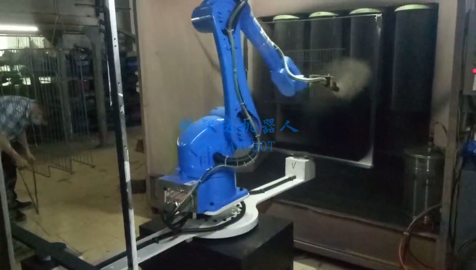 鳥籠噴粉機(jī)器人(雙工位轉(zhuǎn)臺(tái)噴涂機(jī)器人)(圖3) 鳥籠噴粉機(jī)器人(雙工位轉(zhuǎn)臺(tái)噴涂機(jī)器人)(圖3)